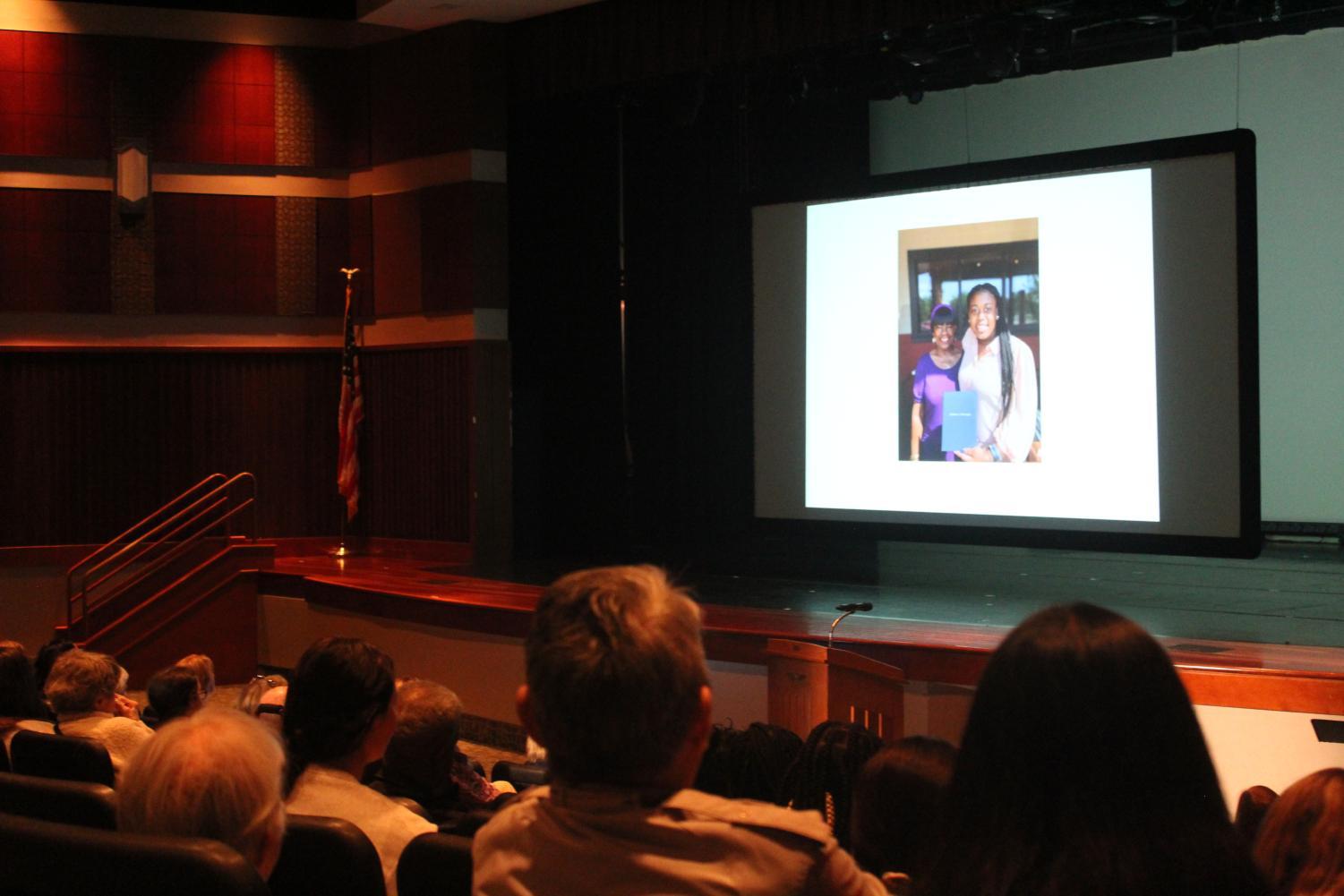 A slideshow of LOTAs and their grandparents is shown in the theater during Grandparents' Day.