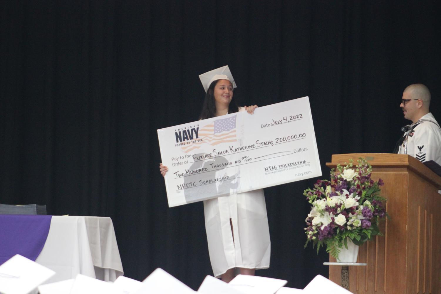Senior Katherine Stach awarded with a four-year Navy ROTC Scholarship.