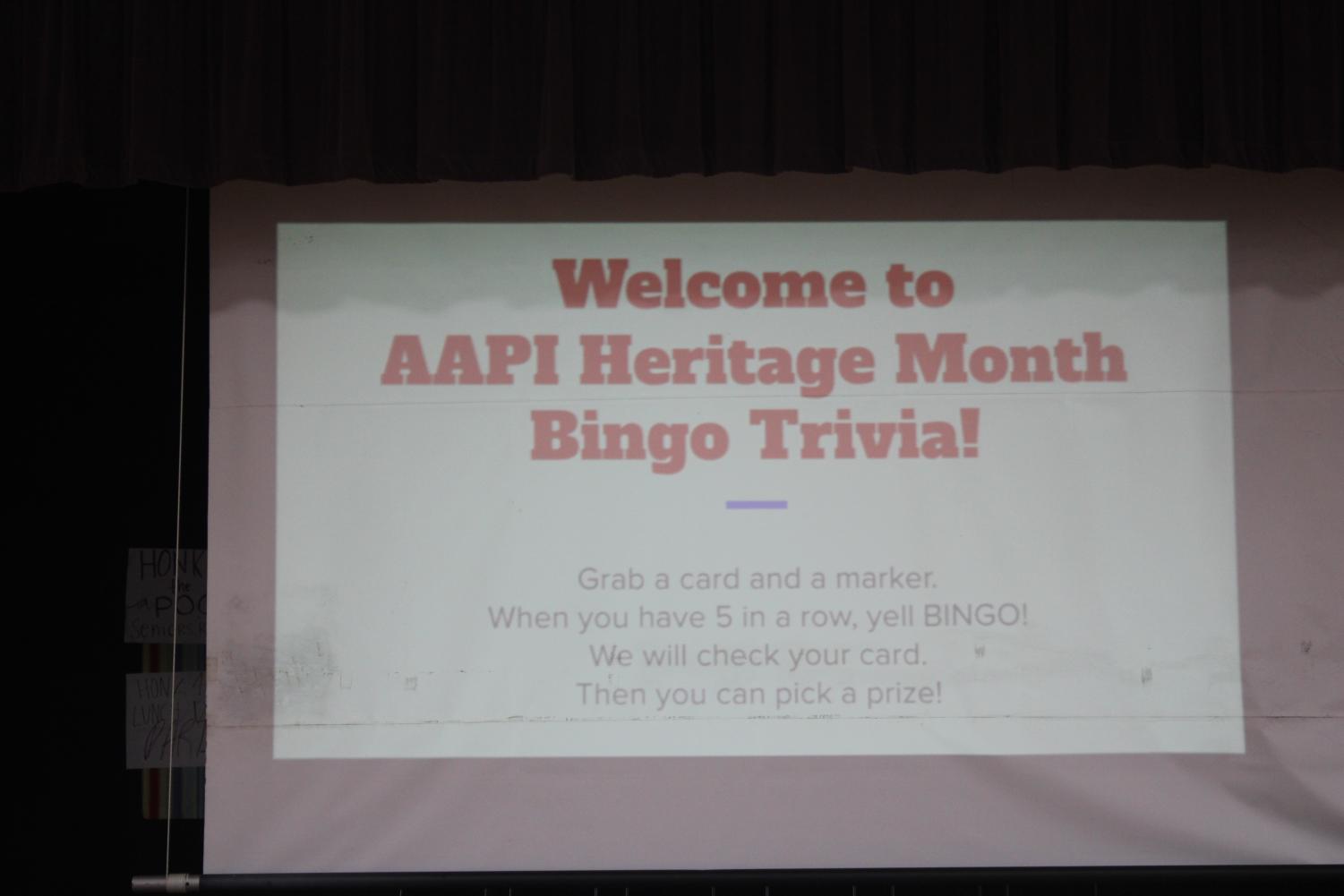 The AAPI club hosted a AAPI Heritage Month bingo trivia for students to play.