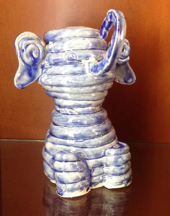 A+ceramic+piece+by+Lee+Myers%2C+class+of+2019%2C+displayed+in+the+Visual+Arts+hallway.
