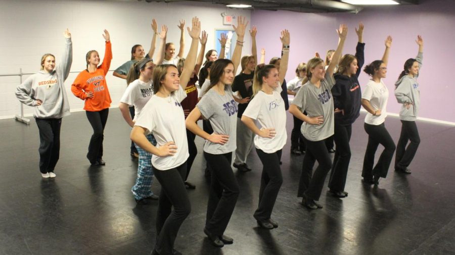 A Holy Cross dance class preparing for the winter show.