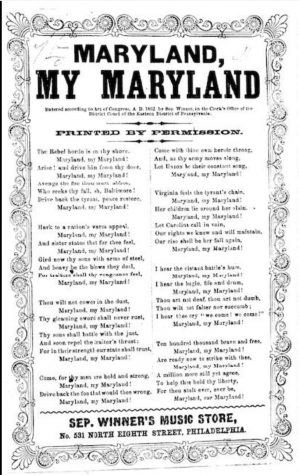 Photo by: Liberty of Congress 
Maryland States Song Lyrics 